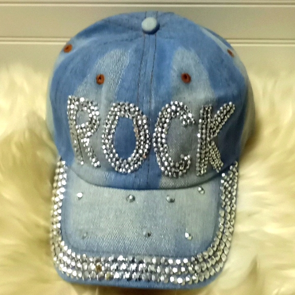 ROCK Bling 💎 Denim Baseball Cap - Picture 10 of 12